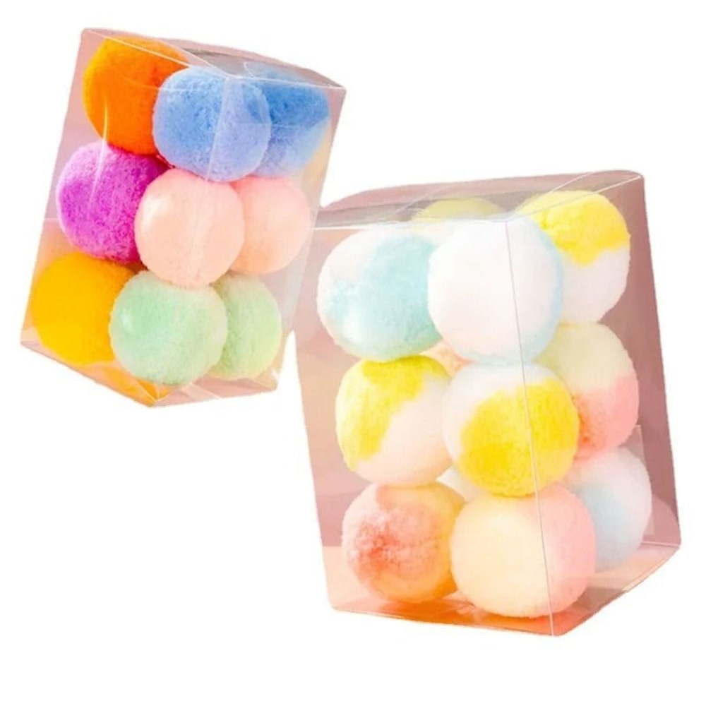Ten Piece Colorful Plush Pom Pom Cat Toy Balls For Chewing Chasing And Interactive Play 5