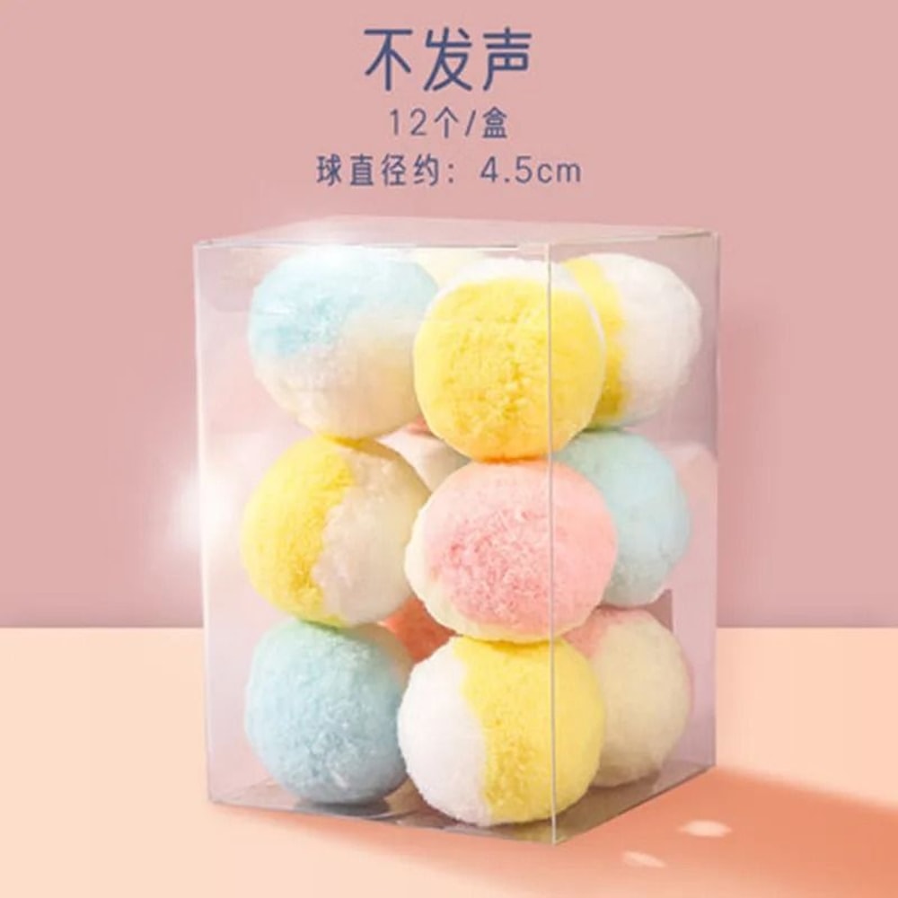 Ten Piece Colorful Plush Pom Pom Cat Toy Balls For Chewing Chasing And Interactive Play 6