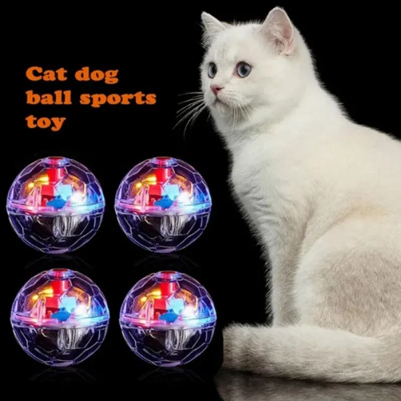 Three Piece Flashing Motion Cat Ball Toy Set For Interactive Indoor Hunting And Exercise Play 5