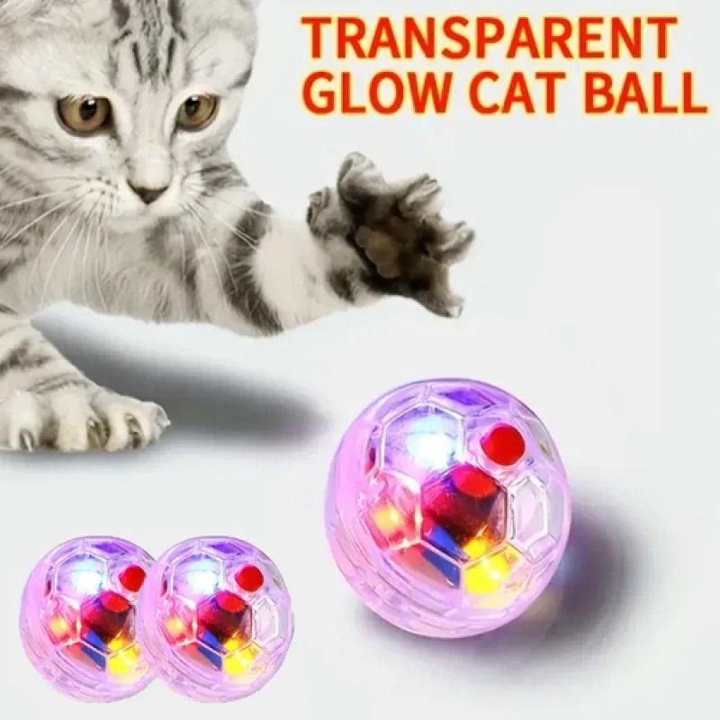 Three Piece Flashing Motion Cat Ball Toy Set For Interactive Indoor Hunting And Exercise Play 0