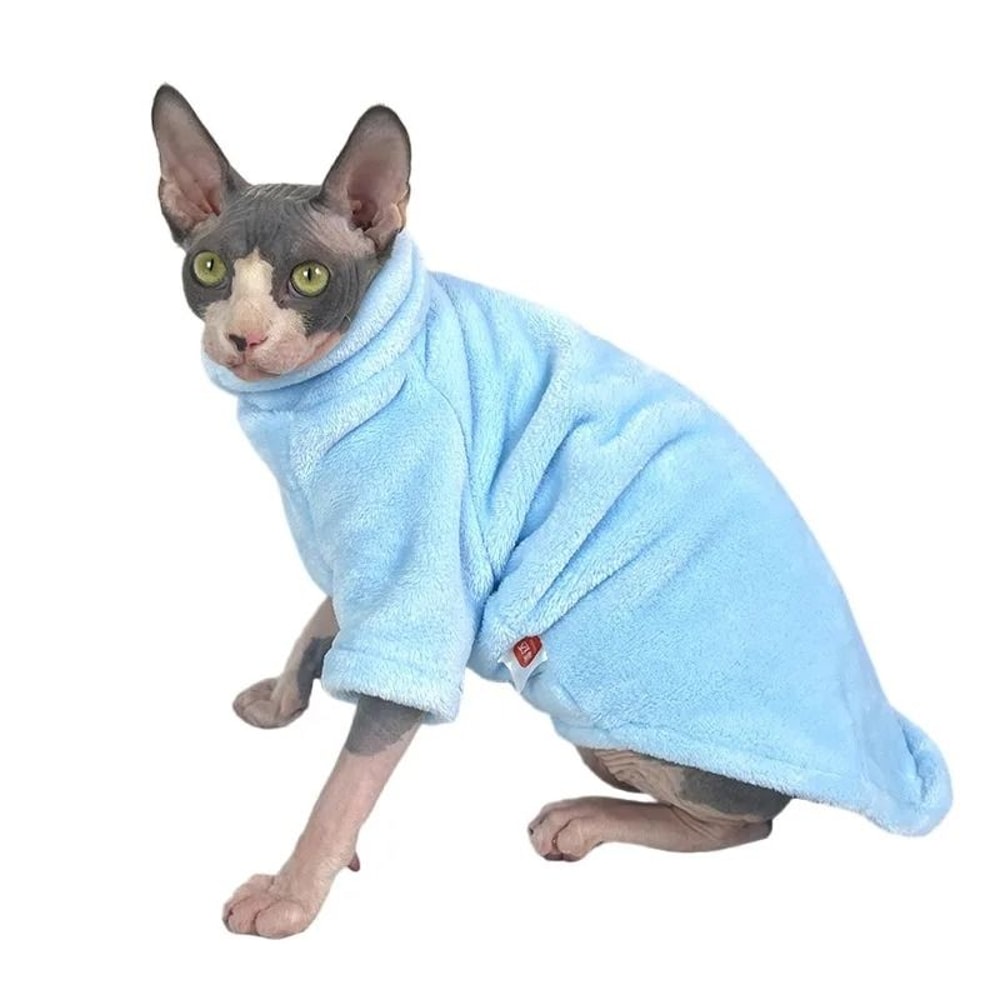 Warm Turtleneck Cat Sweater Coat Soft Fluff Pullover For Hairless Cats And Small Dogs 6