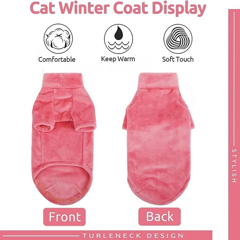 Warm Turtleneck Cat Sweater Coat Soft Fluff Pullover For Hairless Cats And Small Dogs 8