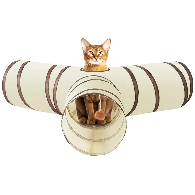 Foldable Cat Tunnel Toy Collapsible All Season Hideaway Tube For Indoor Exercise And Play 0