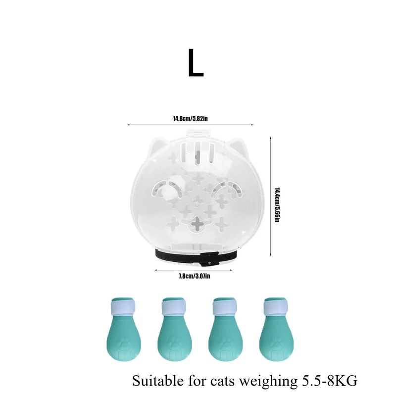 Cat Grooming Muzzle Space Hood With Silicone Paw Shoes Anti Bite Licking Protection Set 2