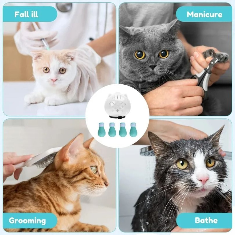 Cat Grooming Muzzle Space Hood With Silicone Paw Shoes Anti Bite Licking Protection Set 5