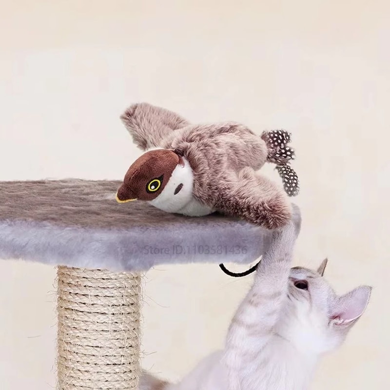 USB Rechargeable Flapping Bird Cat Toy With Catnip Chirping Sound For Interactive Kitten Play 11