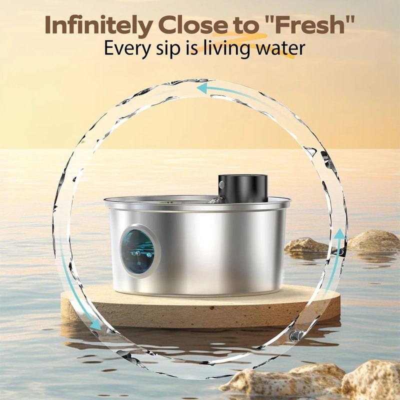 Rechargeable 3 2L Stainless Steel Cat Water Fountain With Automatic Sensor For Multiple Pets 6