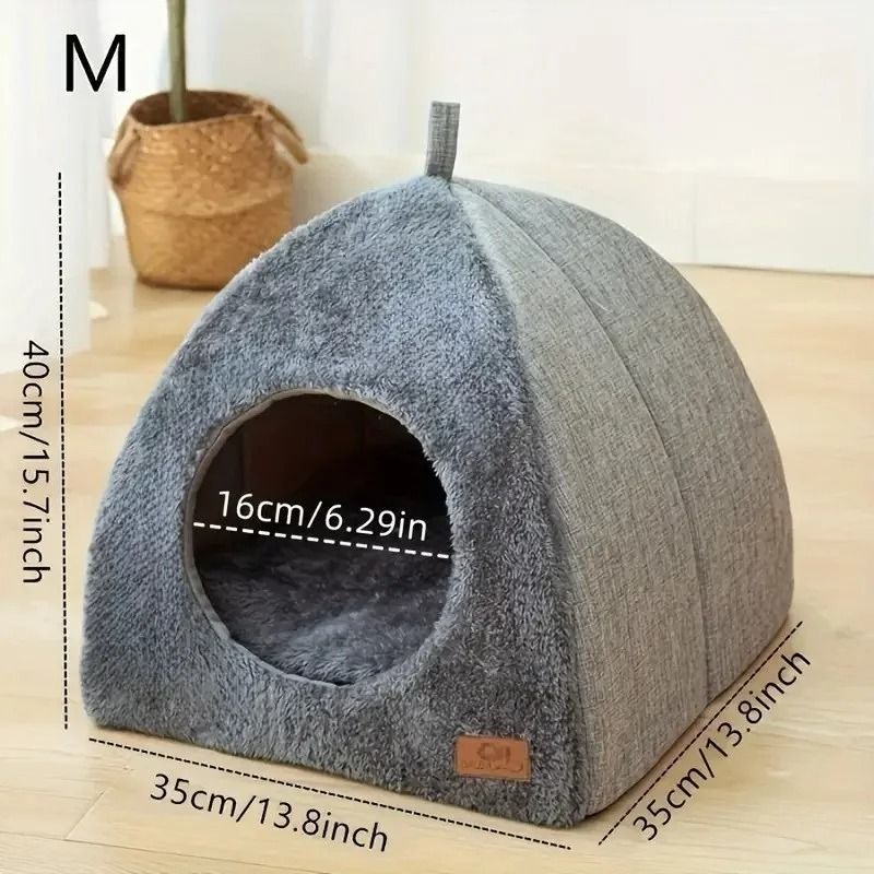 Warm Closed Triangle Cat House Thickened Deep Sleep Tent Bed For Cats And Small Dogs 2