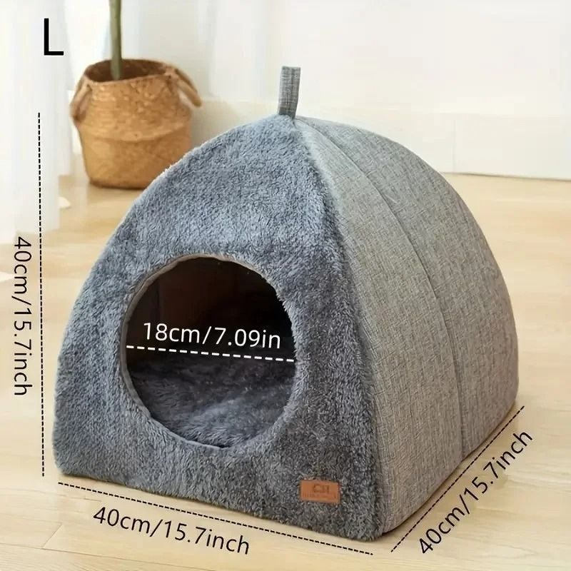 Warm Closed Triangle Cat House Thickened Deep Sleep Tent Bed For Cats And Small Dogs 3