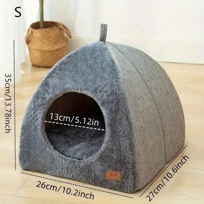 Warm Closed Triangle Cat House Thickened Deep Sleep Tent Bed For Cats And Small Dogs 1