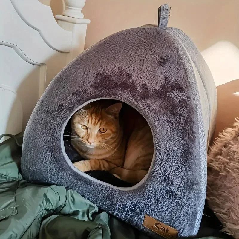 Warm Closed Triangle Cat House Thickened Deep Sleep Tent Bed For Cats And Small Dogs 5