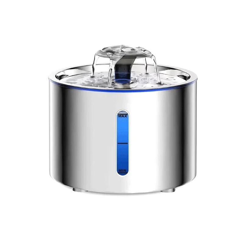 Stainless Steel Cat Water Fountain With LED Auto Power Off Non Slip Mat For Pets 2