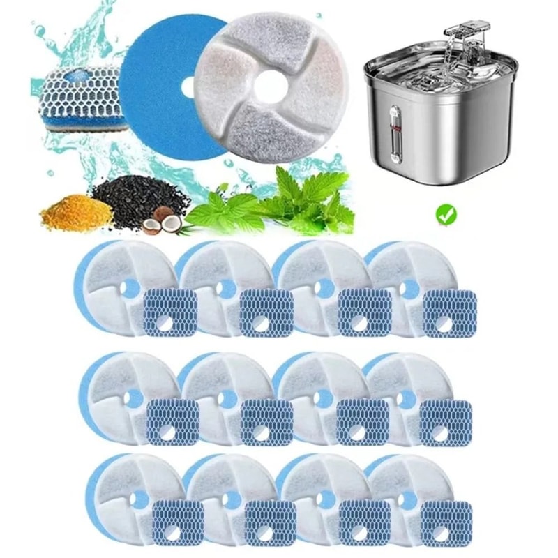 Cat Water Fountain Replacement Filters For Stainless Steel 2L Pet Dispensers Cleaner Drinking Water 0