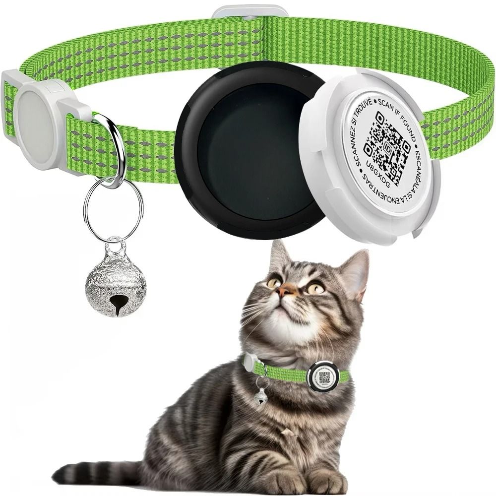 AirTag Cat Collar With QR ID Tag Reflective Breakaway Pet Tracker Holder 7