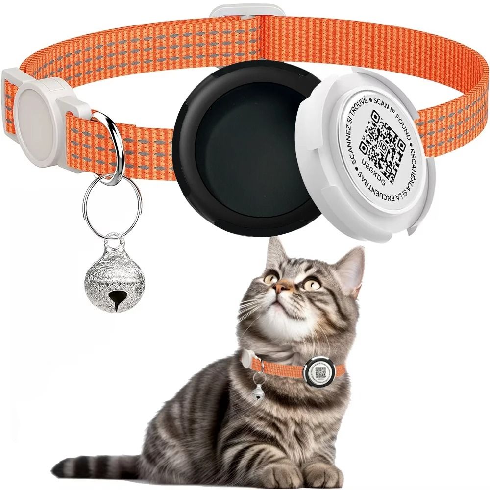 AirTag Cat Collar With QR ID Tag Reflective Breakaway Pet Tracker Holder 10