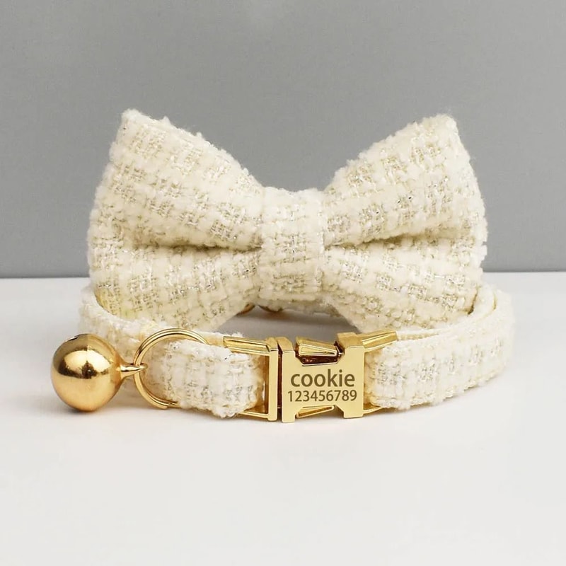 Personalized Cat Collar And Leash Set With Bell And Engraved ID Tag 24