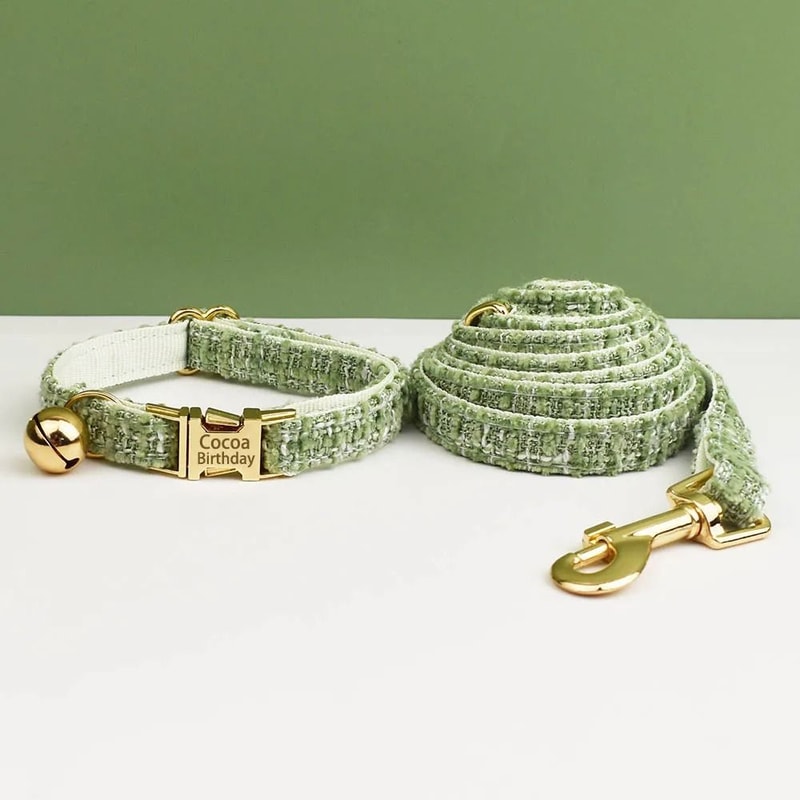 Personalized Cat Collar And Leash Set With Bell And Engraved ID Tag 22