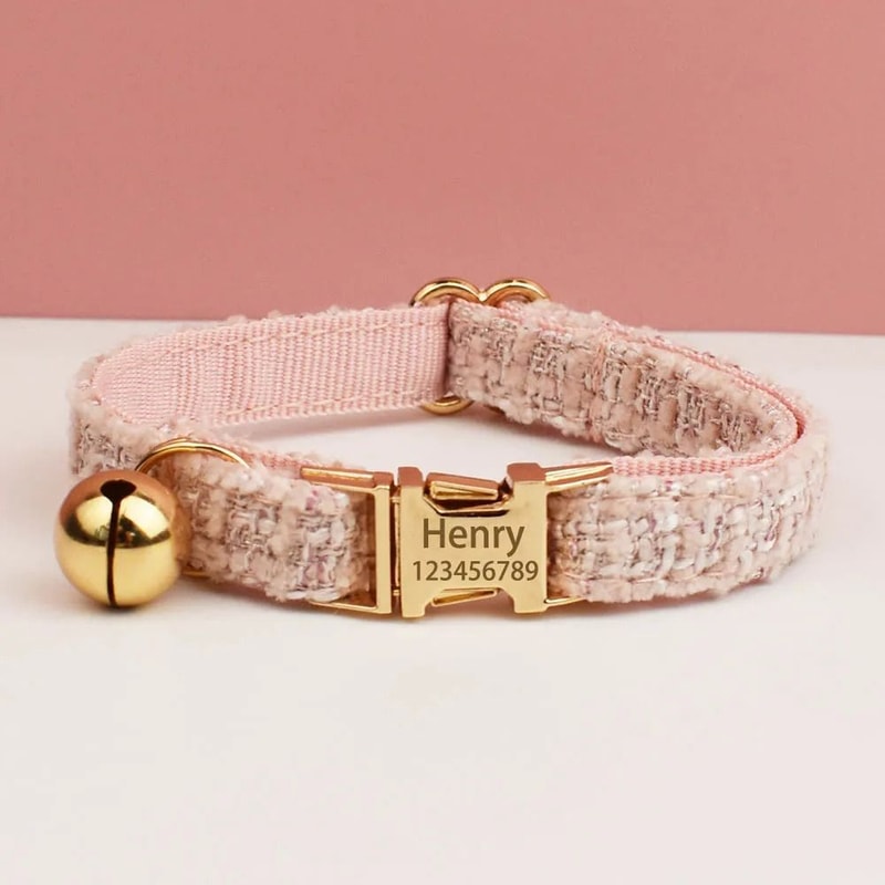 Personalized Cat Collar And Leash Set With Bell And Engraved ID Tag 23