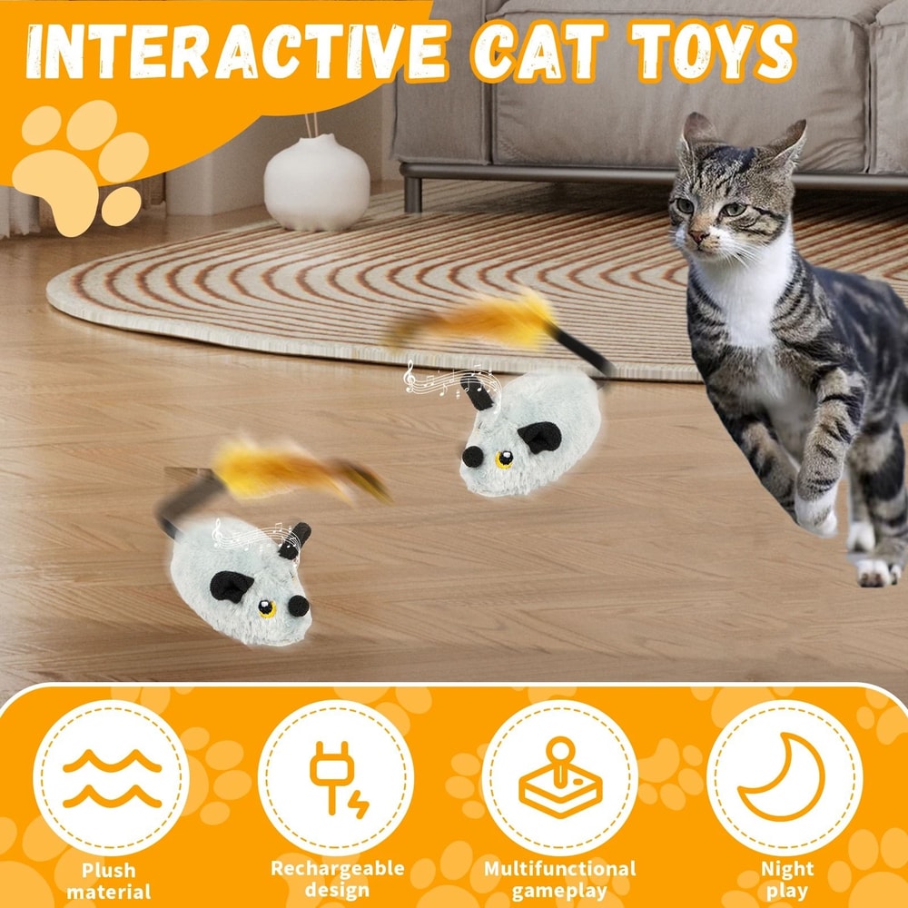 Rechargeable Interactive Cat Mouse Toy With LED Glow And Remote Control 10