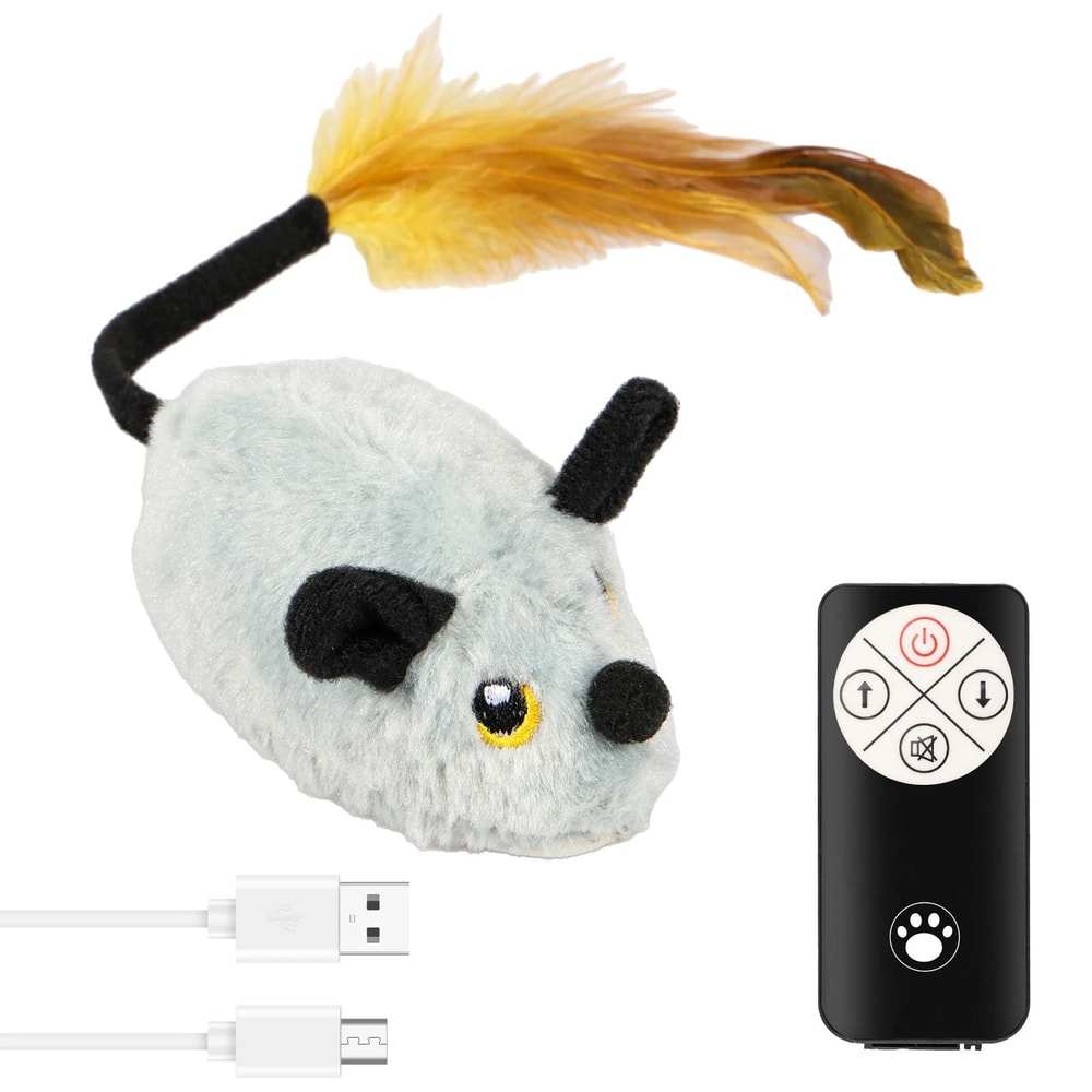 Rechargeable Interactive Cat Mouse Toy With LED Glow And Remote Control 4