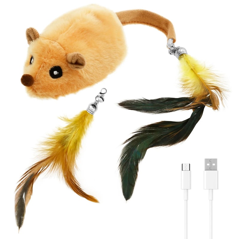 Rechargeable Interactive Cat Mouse Toy With LED Glow And Remote Control 3