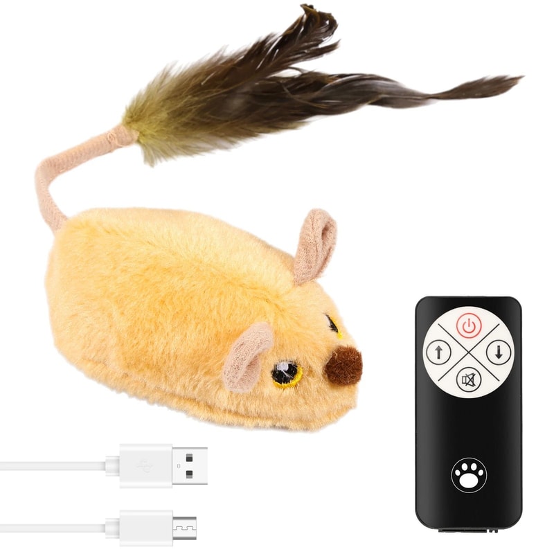 Rechargeable Interactive Cat Mouse Toy With LED Glow And Remote Control 2