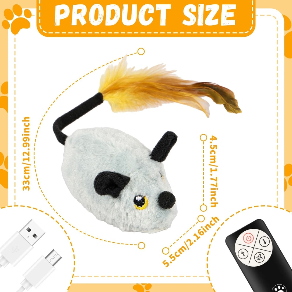 Rechargeable Interactive Cat Mouse Toy With LED Glow And Remote Control 6