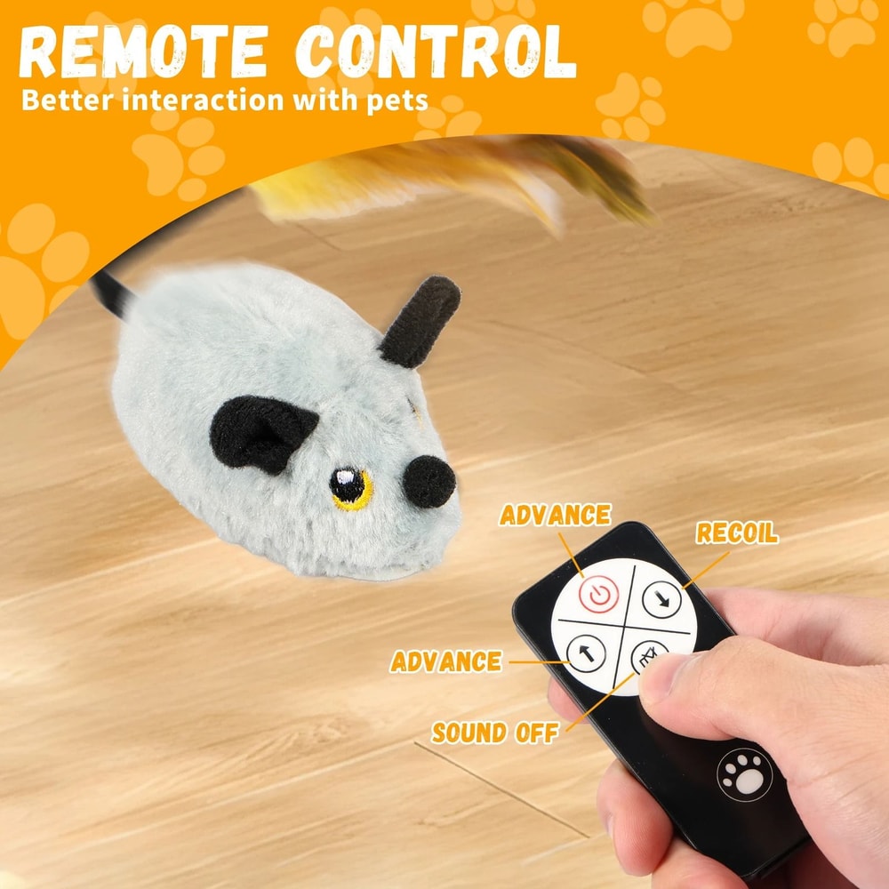 Rechargeable Interactive Cat Mouse Toy With LED Glow And Remote Control 9