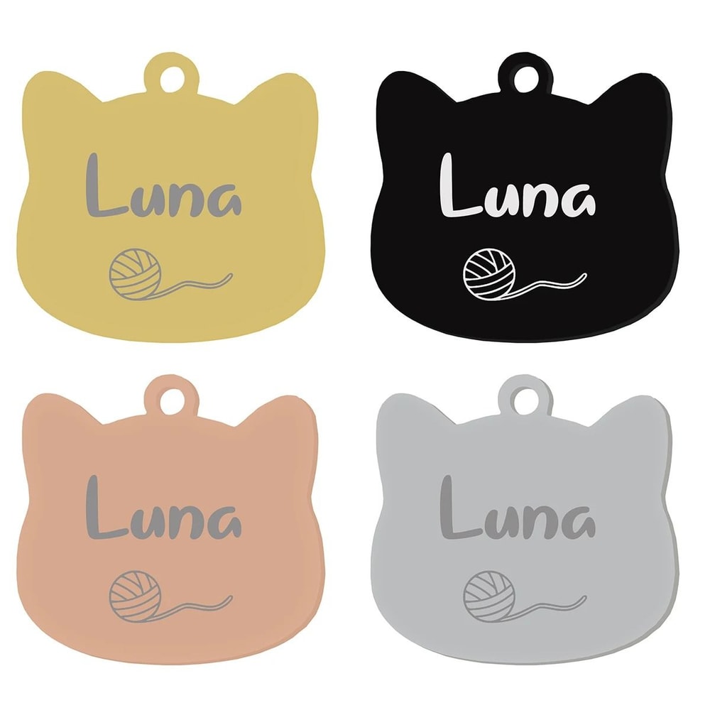 Custom Stainless Steel Cat Name Tag Engraved Pet ID Pendant 26