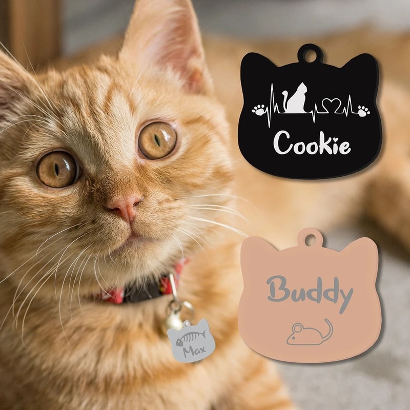 Custom Stainless Steel Cat Name Tag Engraved Pet ID Pendant 27