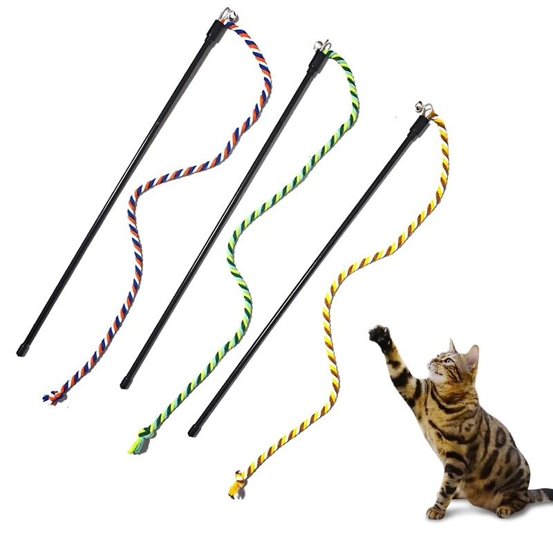Interactive Cat Teaser Wand With Rope For Chewing And Chasing 0