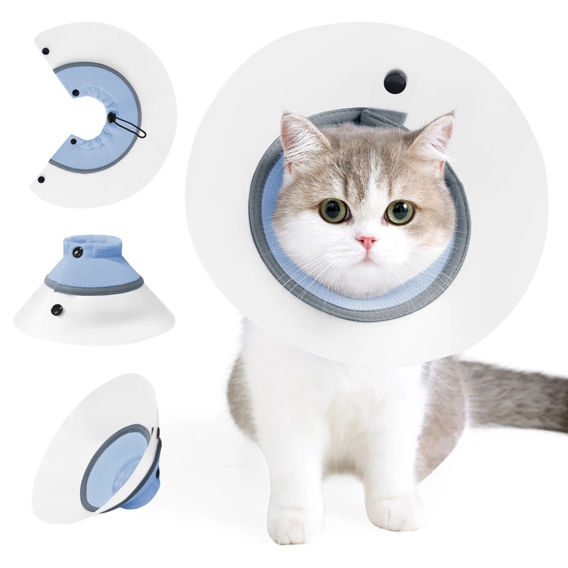 Adjustable Cat Recovery Cone Collar For After Surgery Wound Protection 1