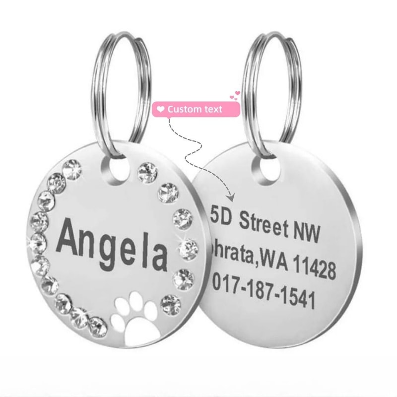 Stainless Steel Engraved Pet ID Tag Diamond Pendant For Cats And Dogs 9