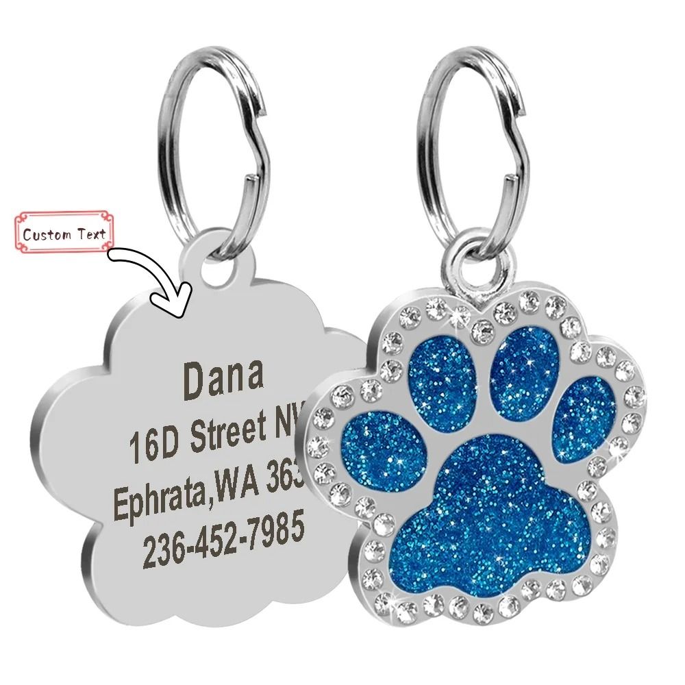 Stainless Steel Engraved Pet ID Tag Diamond Pendant For Cats And Dogs 2