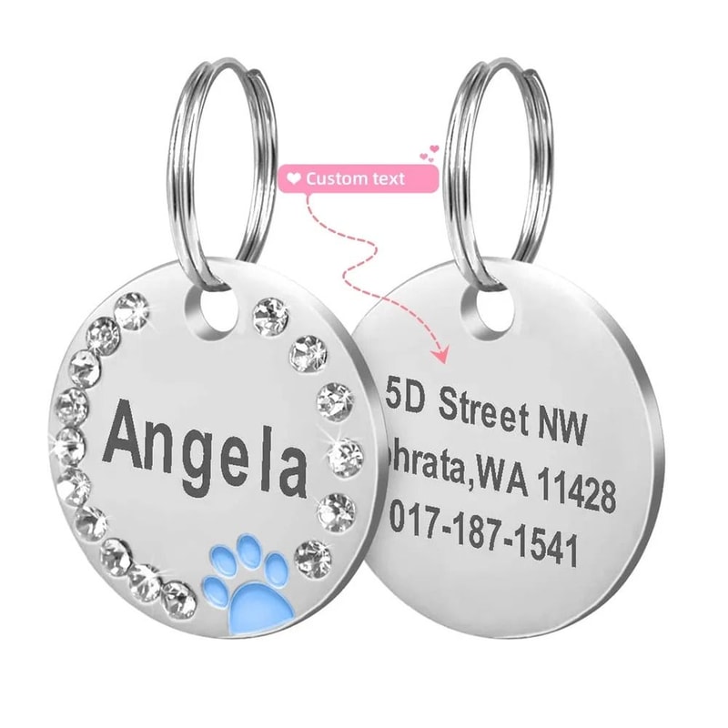 Stainless Steel Engraved Pet ID Tag Diamond Pendant For Cats And Dogs 7