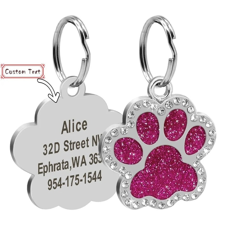 Stainless Steel Engraved Pet ID Tag Diamond Pendant For Cats And Dogs 5