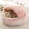 Soft Plush Round Cat Dog Bed With Cover For Warm Cozy Sleep 0