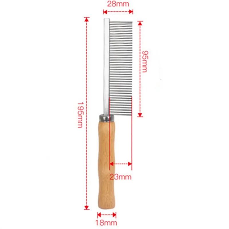 Stainless Steel Cat Comb With Wood Handle For Pet Hair Removal 3