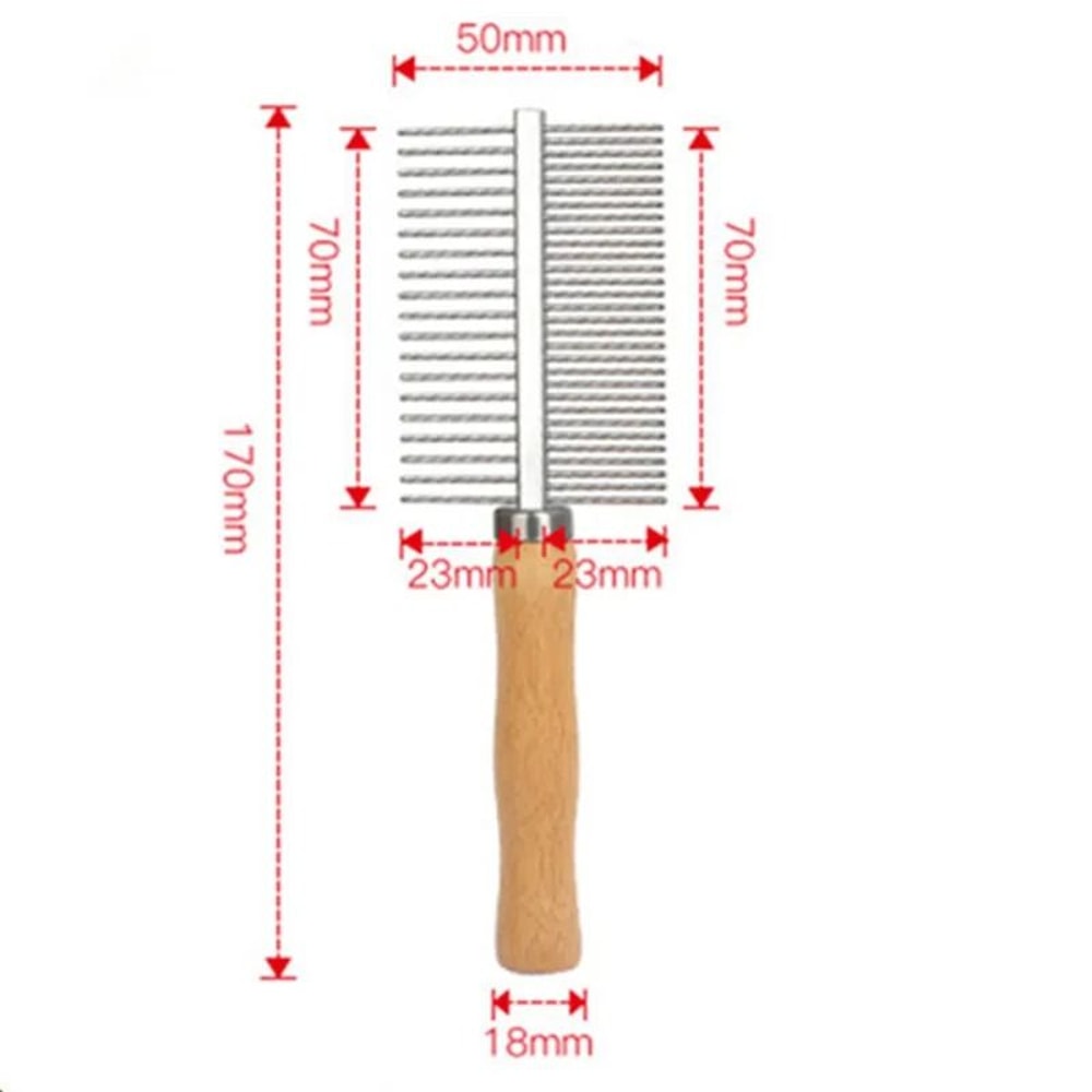 Stainless Steel Cat Comb With Wood Handle For Pet Hair Removal 2