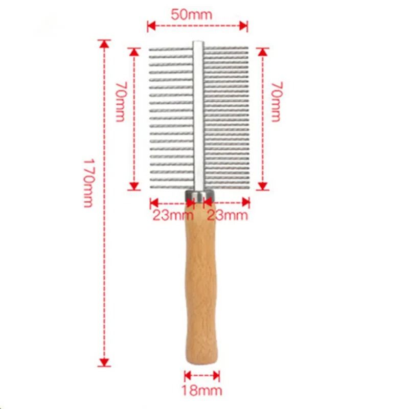 Stainless Steel Cat Comb With Wood Handle For Pet Hair Removal 2