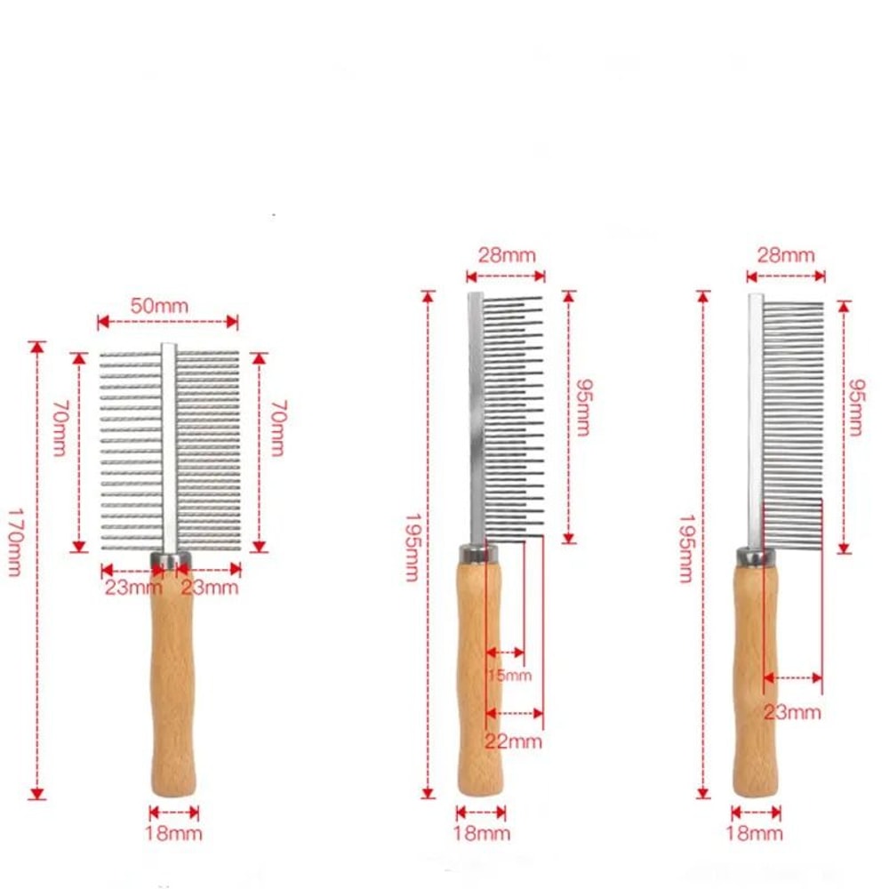 Stainless Steel Cat Comb With Wood Handle For Pet Hair Removal 4