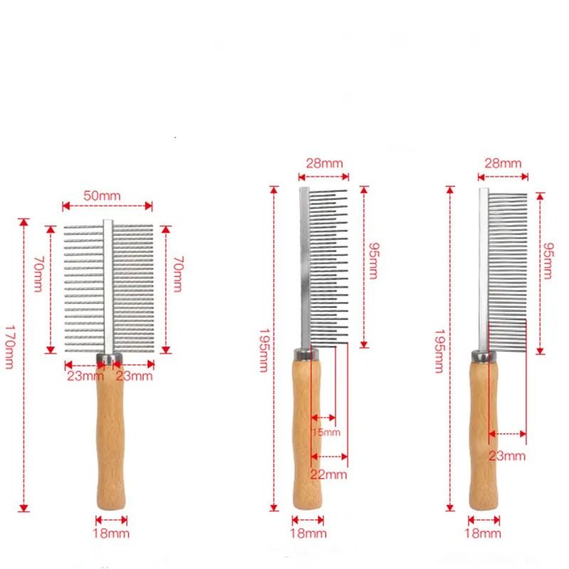 Stainless Steel Cat Comb With Wood Handle For Pet Hair Removal 4