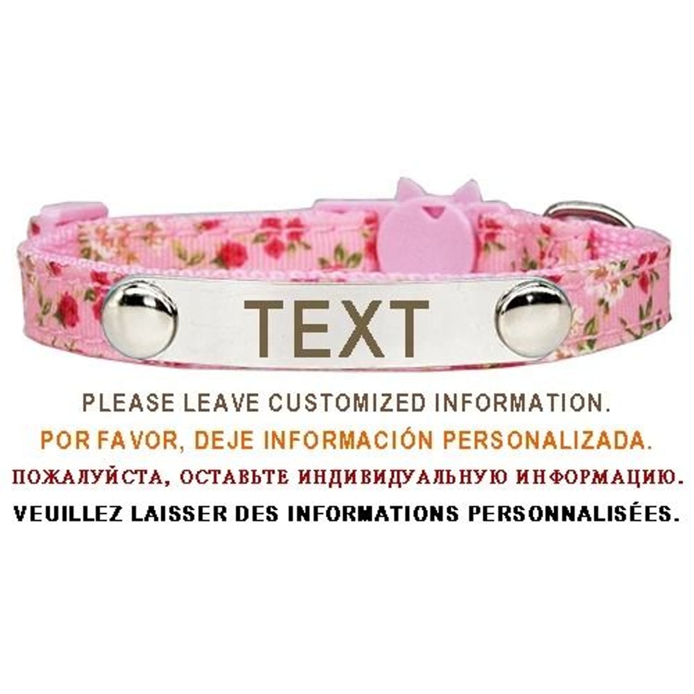 Personalized Cat Collar With Safety Buckle And Engraved Nameplate 7