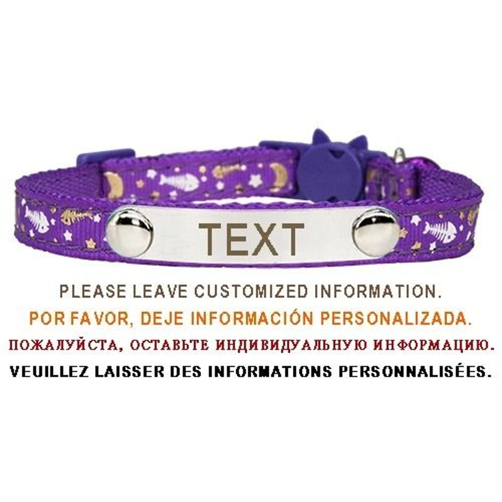 Personalized Cat Collar With Safety Buckle And Engraved Nameplate 6