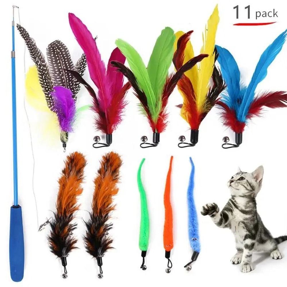 Cat Feather Wand Replacement Set For Interactive Play 0