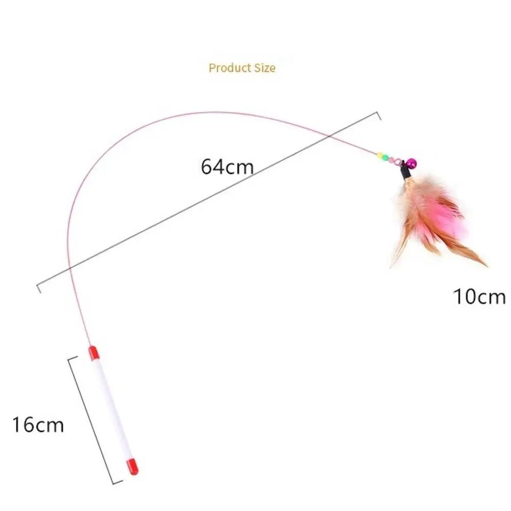 Metal Wire Cat Teaser Wand With Feather And Bell 1