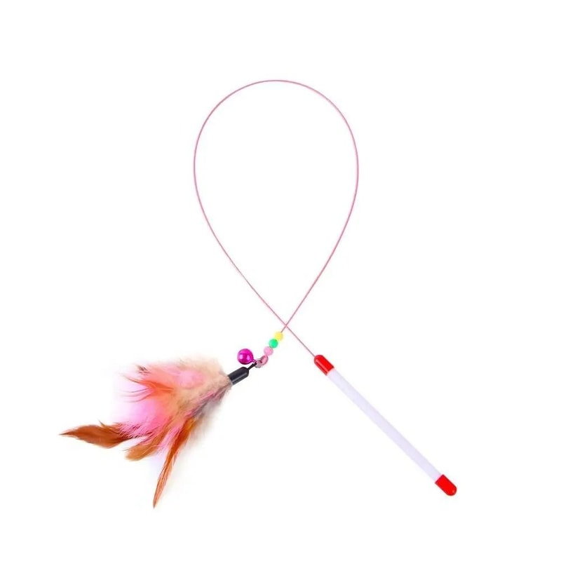 Metal Wire Cat Teaser Wand With Feather And Bell 3