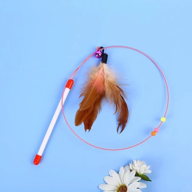 Metal Wire Cat Teaser Wand With Feather And Bell 4