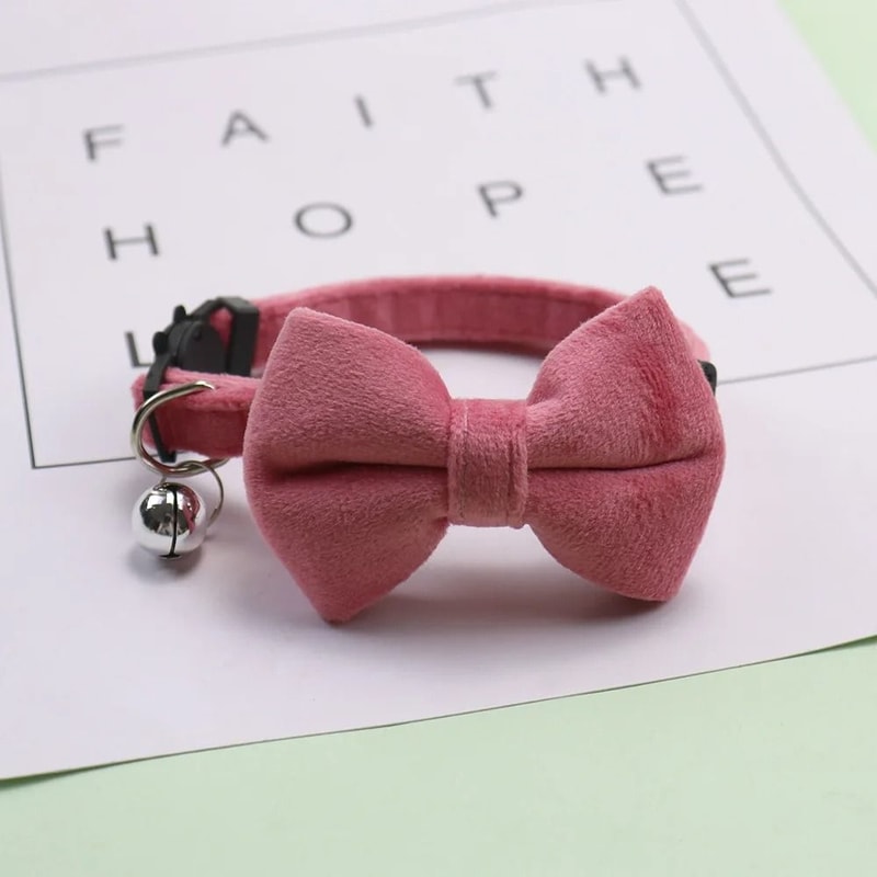 Adjustable Cute Cat Bow Collar With Bell For Kittens Small Pets Daily Wear And Photos 3