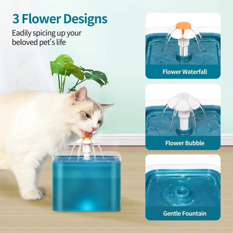 Ultra Silent 2L Cat Water Fountain With LED Light And Carbon Filter 10